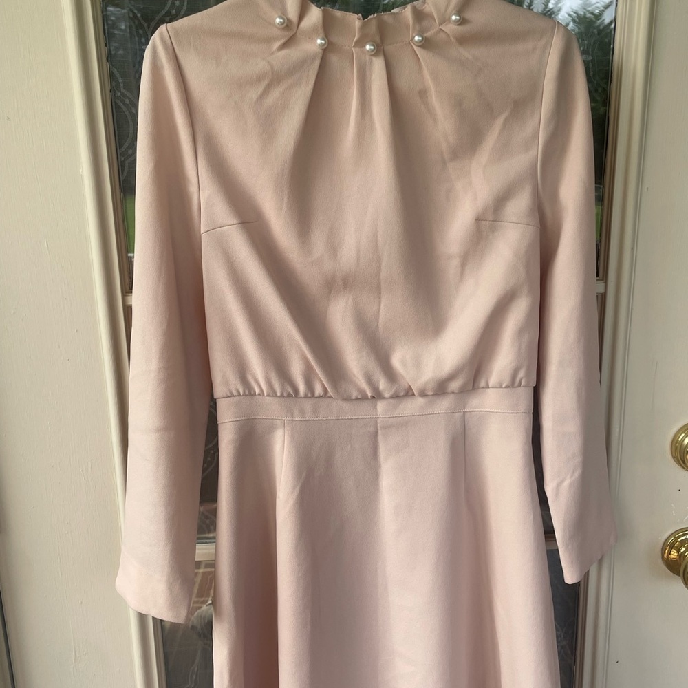 Olive des Olive Blush Pearl Detail Dress Size 2 Long Sleeve